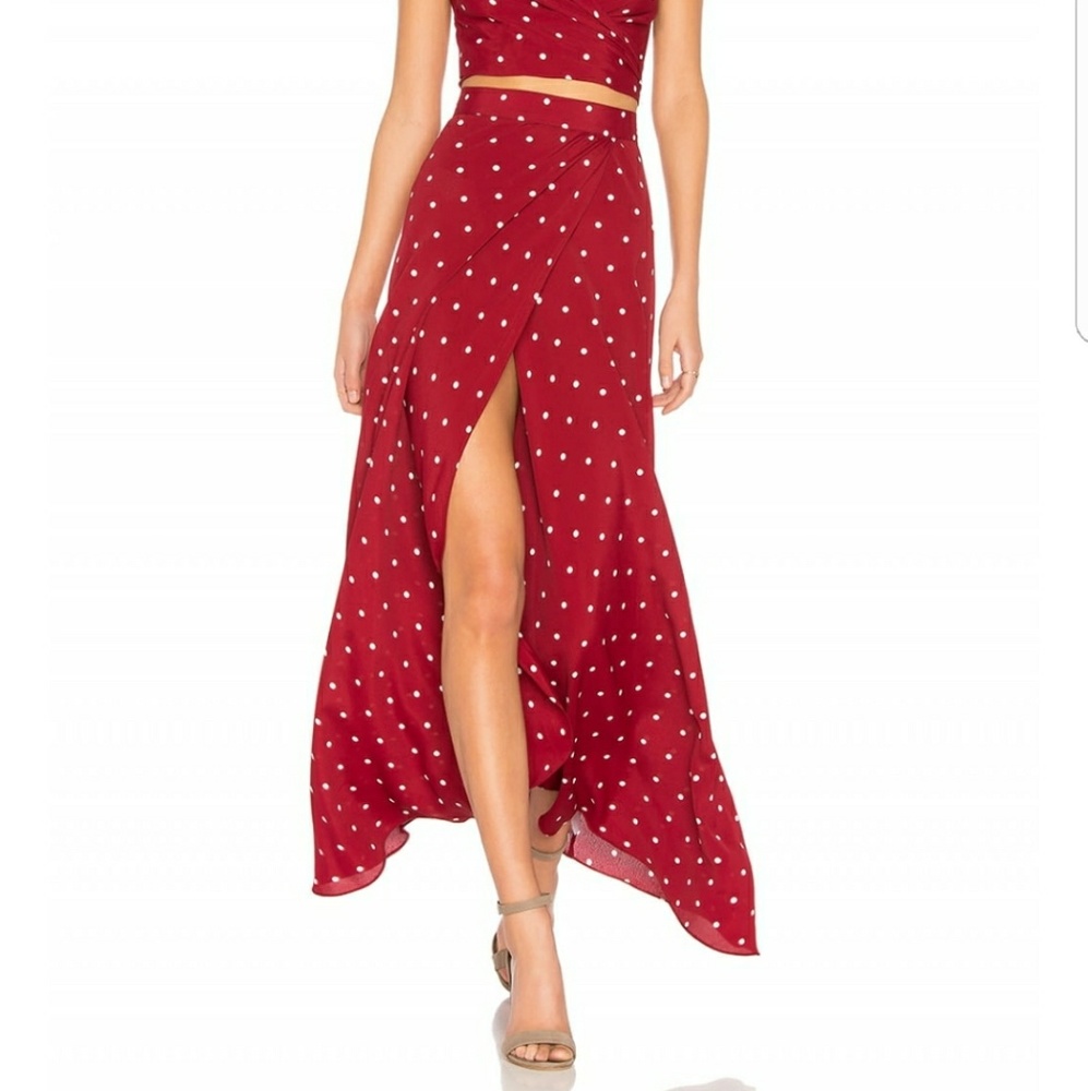 Flynn Skye Wrap It Up Red Floral Slit Maxi Skirt - Picture 1 of 6